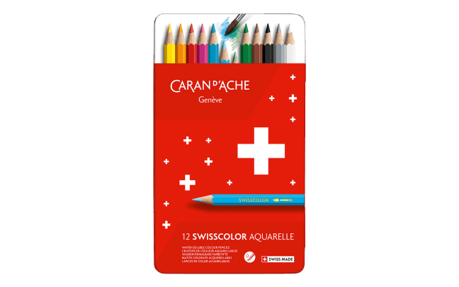 Caran d'Ache Swisscolor Aquarellstifte  Blechetui - 12 Farben sortiert    image