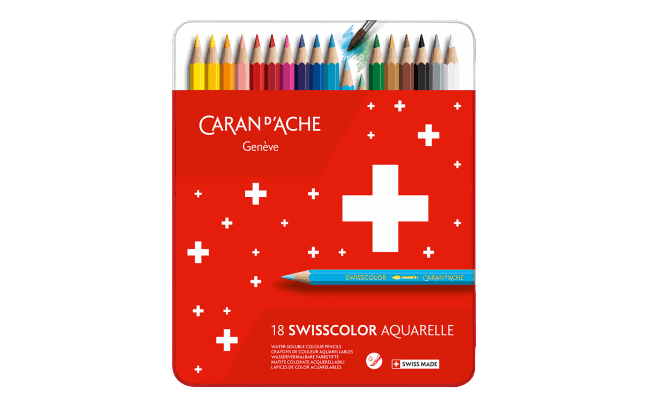 Caran d'Ache Swisscolor Aquarellstifte  Blechetui - 18 Farben sortiert    image