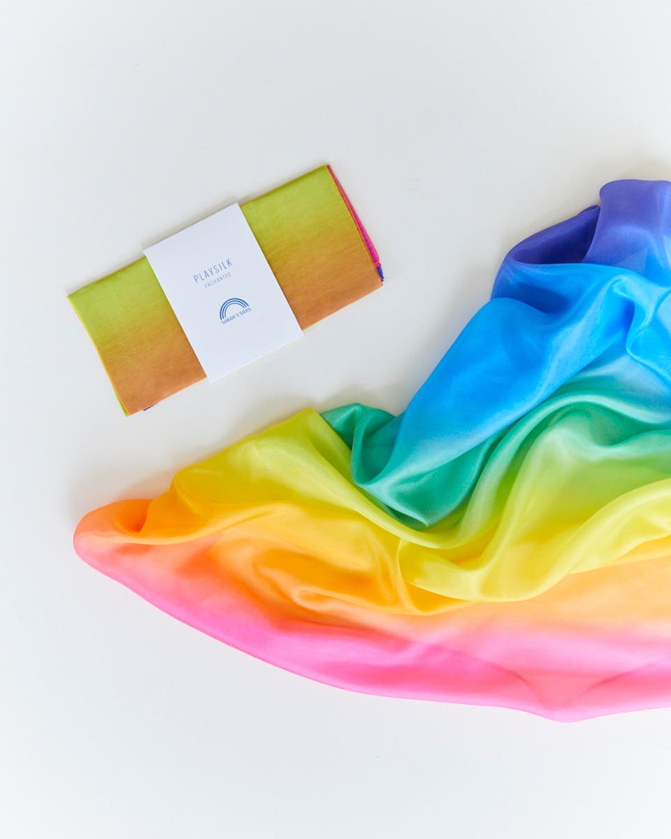 Sarah's Silks Seidenspieltuch 90x90 cm - Regenbogen image