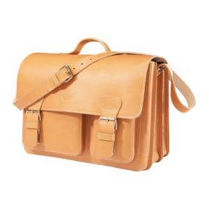 Schultasche/Lehrertasche 3 Fächer 40x30x20 cm - Natur